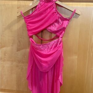 Pink Dance Costume with Rhinestones